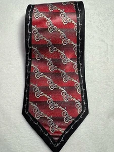 Georgio Gentelli Luuomo Swirl Silk Mens Tie Hand Made Black Red Gold EUC 4” - Picture 1 of 5