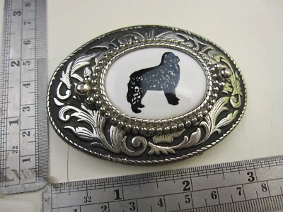 Винтажная серебристая цветная портретная пряжка собаки BIS - Изображение 1 из 4