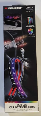 Monster Pack de 2 Luces LED Interiores Coche RGB 10.5" Luces LED Multicolores con Control Remoto Foto 1 de 2