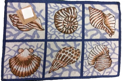 Set of 4 Tapestry Placemats, 13" x 19", SEASHELLS SQUARES by HC - Image 1 of 4