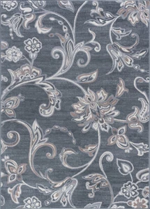 Gray Contemporary Synthetics Leaves Curves Blossoms Area Rug Floral MDN3541 - Picture 1 of 8