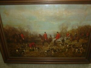 FRAMED CANVAS PAINTING THE EARLY MORNING MEET HUNTING