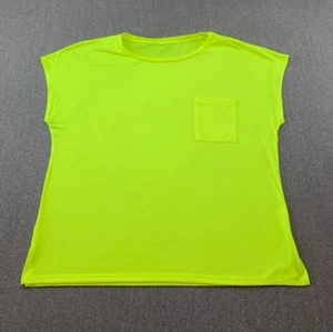 High Visibility Top Womens XL Neon Yellow Dolman Cap Sleeve Soft Stretch Comfy - Picture 1 of 12