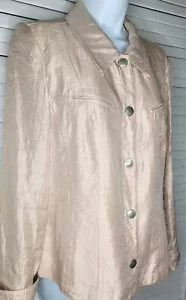 Tribal Pink Metallic Satiny Jacket Large Silver Tone Snaps Women's Sz: 10 - Picture 1 of 12