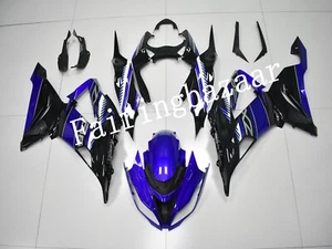 Fit for 2013-2018 ZX6R Black Blue ABS Plastic Injection Bodywork Fairing Kit - Picture 1 of 7