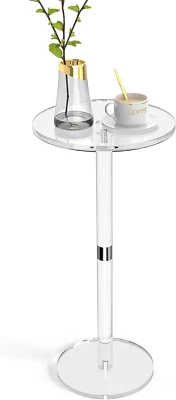 Acrylic End Table, Clear Side Tables for Small Space, 9.8" round Modern Drink Ta - Image 1 of 4