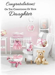 CONGRATULATIONS ON THE CHRISTENING OF YOUR DAUGHTER CARD - Picture 1 of 2