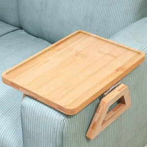 Couch Arm Tray,Bamboo Folding Sofa Tray,Sofa Armrest Tray Clip-On Couch Desk ... - Picture 1 of 6