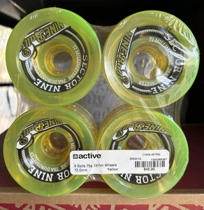 SECTOR 9 NINEBALLS 72mm 75a YELLOW WHEELS SET VINTAGE - Picture 1 of 4