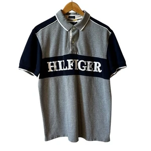 Vintage Tommy Hilfiger Herren Logo Polo grau Rugby Golf sportlich Gr. Large Blokecore - Bild 1 von 8