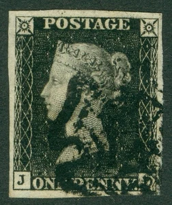 SG 1 1d intense black. Very fine used with a black Maltese cross. 4 fine margins - Picture 1 of 2