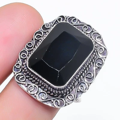 Schwarzer Spinell Edelstein Ring Handarbeit Jubiläumsgeschenk Vintage Schmuck... - Bild 1 von 4