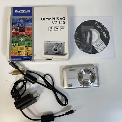 Olympus VG 140 Digital Camera Compact 14MP Silver Tested with Accessories - Image 1 of 4