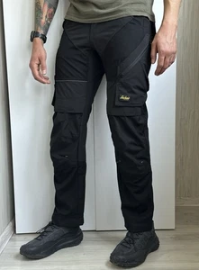 Snickers Workwear Pants Black Cargo Trousers Multi Pocket Work Utility Men’s 48 - Picture 1 of 12