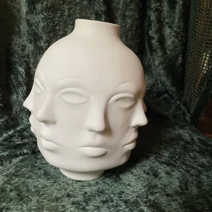 Jonathan Adler Dora Maar 8” White Vase Unglazed 8”D. Perpetual Face. - Picture 1 of 8