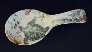 Ceramic Spoon Rest Coral Reef, Sea Turtle, Tropical Fish Coastal Theme New - Picture 1 of 6