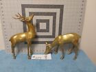 Set Of 2 Vintage Large 7 1/2” Brass Deer Doe, 13" Brass Deer Buck Figurines