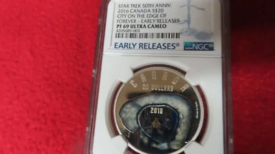 2016 .999 1 oz SILVER STAR TREK CITY ON THE EDGE OF FOREVER NGC PF69 Early Rel. - Image 1 of 4