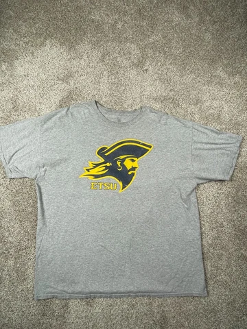 ETSU Buccaneers Casual Tee Short Sleeve Crewneck T-Shirt Mens 2XL Grey Logo Cover