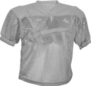 Football Porthole Mesh Pratice Jersey- 3XL - Silver - FBJ-1A - Picture 1 of 2