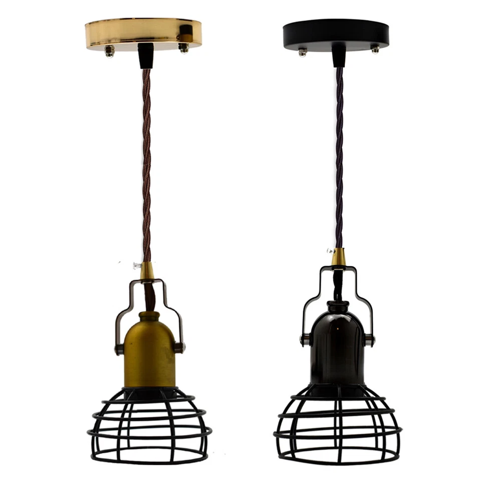 Lámpara colgante jaula pequeña de alambre estilo vintage pantallas E27 iluminación retro Reino Unido Foto 1 de 1