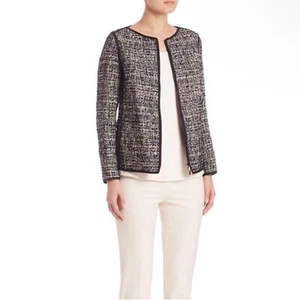 Chaqueta Blazer Lafayette 148 Keaton Tweed Arco Iris Multicolor Bolsillos Negra Pequeña - Imagen 1 de 15