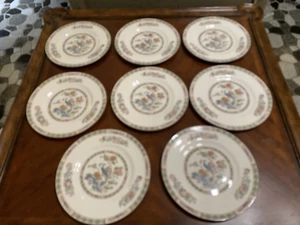 Juego de 8 platos de cena Wedgwood Kutani Crane 10,75" florales de pavo real Inglaterra - Imagen 1 de 12