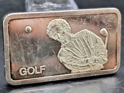 Lingots d'argent 1 once argent fin 999 Degussa Golf 1 oz lingots d'argent Silver - Photo 1/2