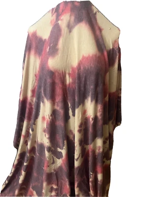 3-yards - 18"  KNIT STRETCH TIE DYE PRINT BURGUNDY TONES - Image 1 of 3