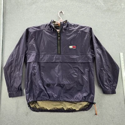 Chaqueta cortavientos vintage Tommy Hilfiger para hombre L púrpura anorak nailon con capucha Foto 1 de 4