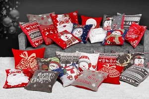 Fundas de cojín de chenilla roja festiva de Navidad Papá Noel ciervo a cuadros Navidad escandinava - Imagen 1 de 28