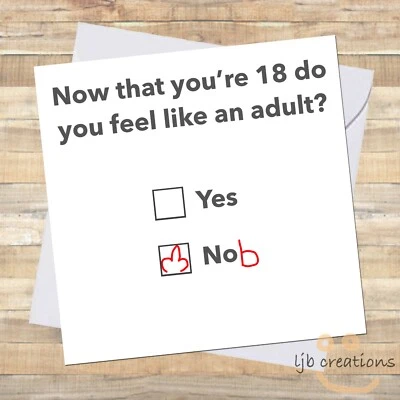 LJB CREATIONS Funny 18th Birthday Card Him Her Best Friend Brother Sister Son Mate 18 Nob LOL