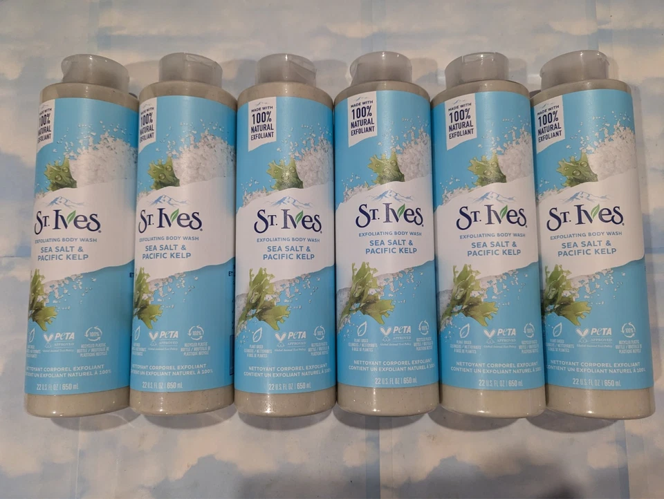 LOTE (6) LAVADO CORPORAL EXFOLIANTE ST IVES SEA SALT & PACIFIC KELP 22 FL OZ Foto 1 de 1