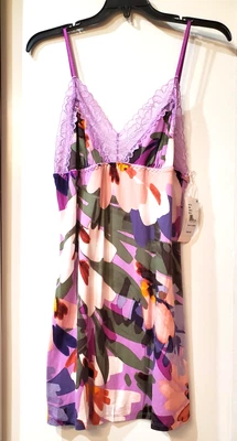 Linea Donatella Mujer Estampado Encaje-Trim Chemise - Púrpura Multi Talla Mediana #2 Foto 1 de 4