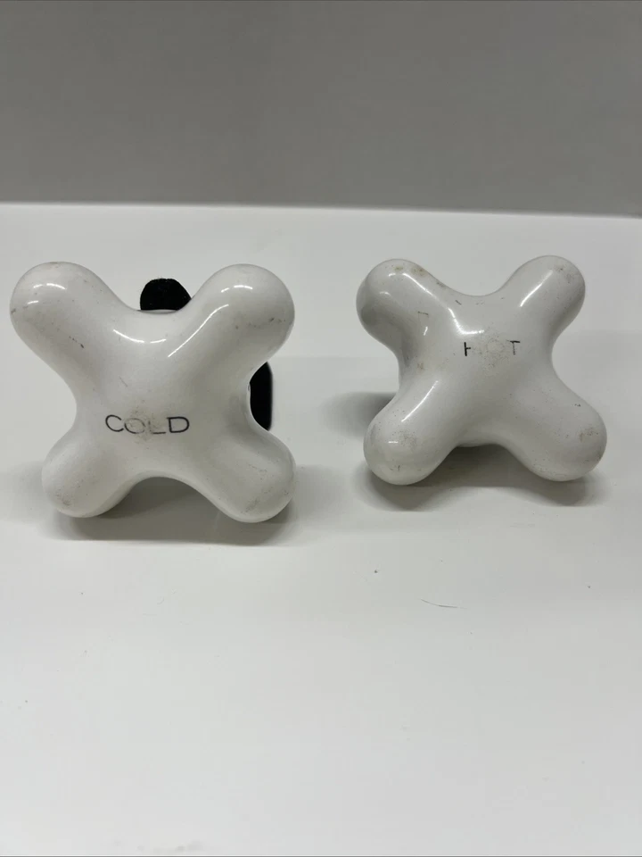 Vintage Porcelain Hot And Cold Bathroom Cross Handle Tub Knobs - Image 1 of 4