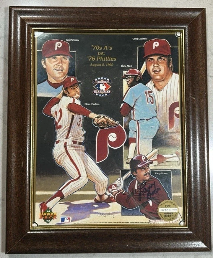 Impresión enmarcada de cubierta superior firmada por Larry Bowa 1992 edición limitada MLB Foto 1 de 3