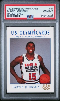 1992 IMPEL OLYMPICARDS EARVIN MAGIC JOHNSON #11 GRADED PSA 10 GEM MINT DREAM - Image 1 of 2