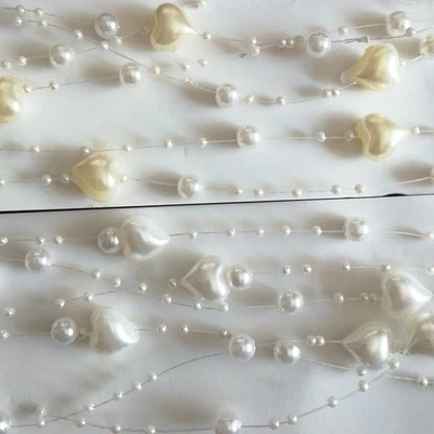 Haarschmuck Perlenschnur Hochzeit Herzperlen Perlen Brautstrauß Weiß od Creme 1m - Bild 1 von 4
