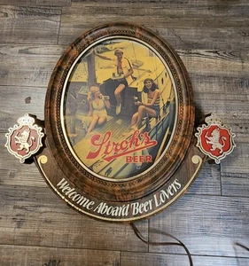 Stroh's Beer "Welcome Aboard Beer Lovers" Sign Lights Up. Tested And Works. Y - Picture 1 of 5