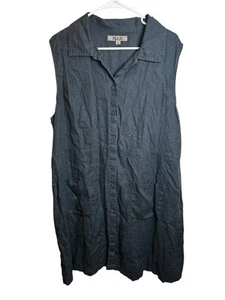 Flax Blue Sleeveless Button Up Dress Size Large - Picture 1 of 4