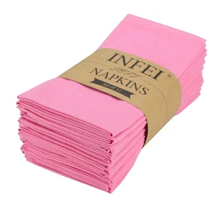 12 PCS 17x17 inch Pink Cotton Blend Dinner Cloth Napkins for Weddings Parties - Picture 1 of 9