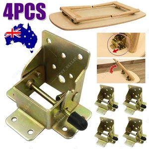 4*90 Degree Folding Table Leg Brackets Self Lock Foldable Hinge DIY Heavy Load - Picture 1 of 17