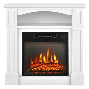 32"  Electric 1400W Fireplace Mantel TV Stand Space Heater W/ Shelf White - Picture 1 of 8