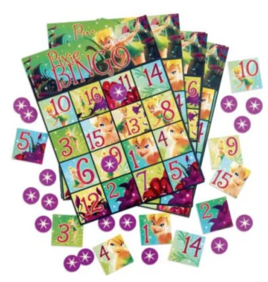 TINKERBELL Disney Fairies Birthday pixie party supplies BINGO GAME for 8 guests - Image 1 of 3