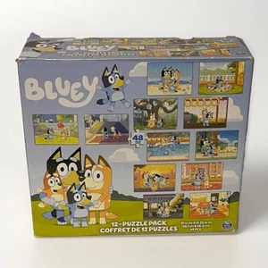 Bluey 12-Puzzle Pack 48 Pieces Puzzle 15” X 11.25” Spin Master Puzzles Complete - Picture 1 of 4