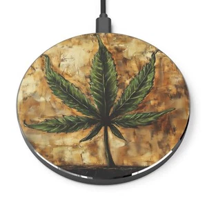 Chargeur sans fil Cannabis Leaf, chargeur écologique, bureau unique [...] - Photo 1 sur 5