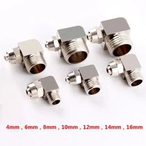 Male Thread x Push-on Fittings Elbow Quick Adapter for Air Tube Hose Ø 4mm-12mm - Picture 1 of 26