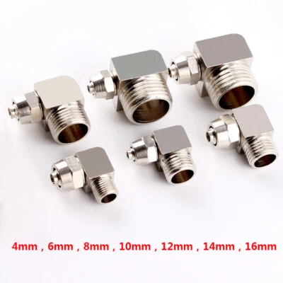 Male Thread x Push-on Fittings Elbow Quick Adapter for Air Tube Hose Ø 4mm-12mm - Image 1 of 4