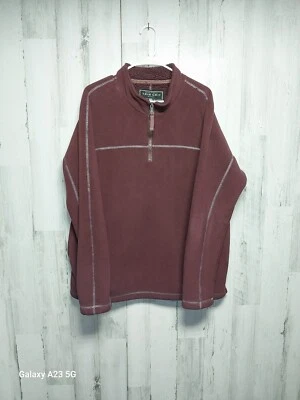True Grit 1/4 Zip Sherpa Pullover Jacket Large Heavy Double Fleece Burgundy - Image 1 of 4