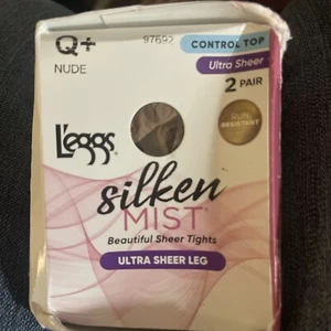 L'eggs Silken Mist Silky Sheer Leg Q Control Top Nude Sheer Thighs 2 Pair - Picture 1 of 4